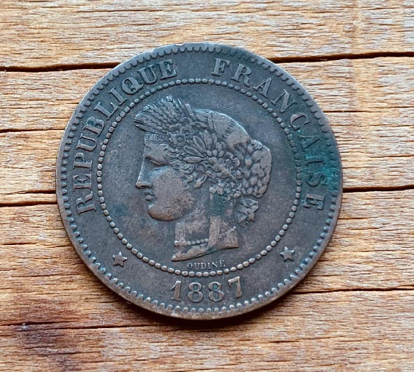 1887 France 5 Centimes coin